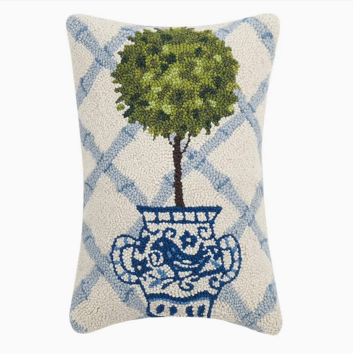 Blue Trellis Topiary Hook Pillow