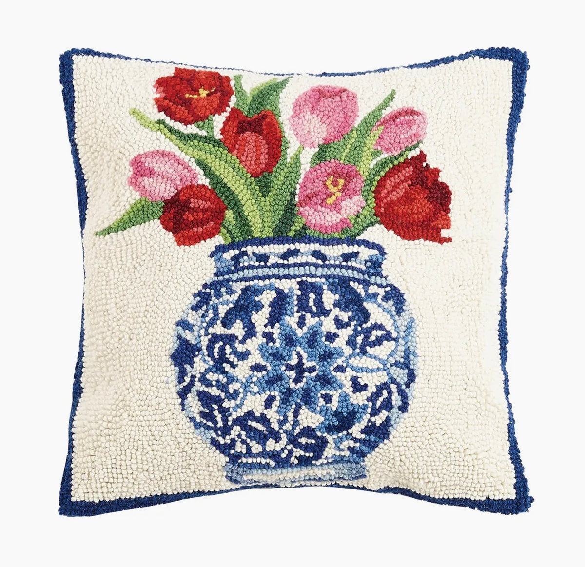 Chinoiserie Vase with Tulips Hook Pillow