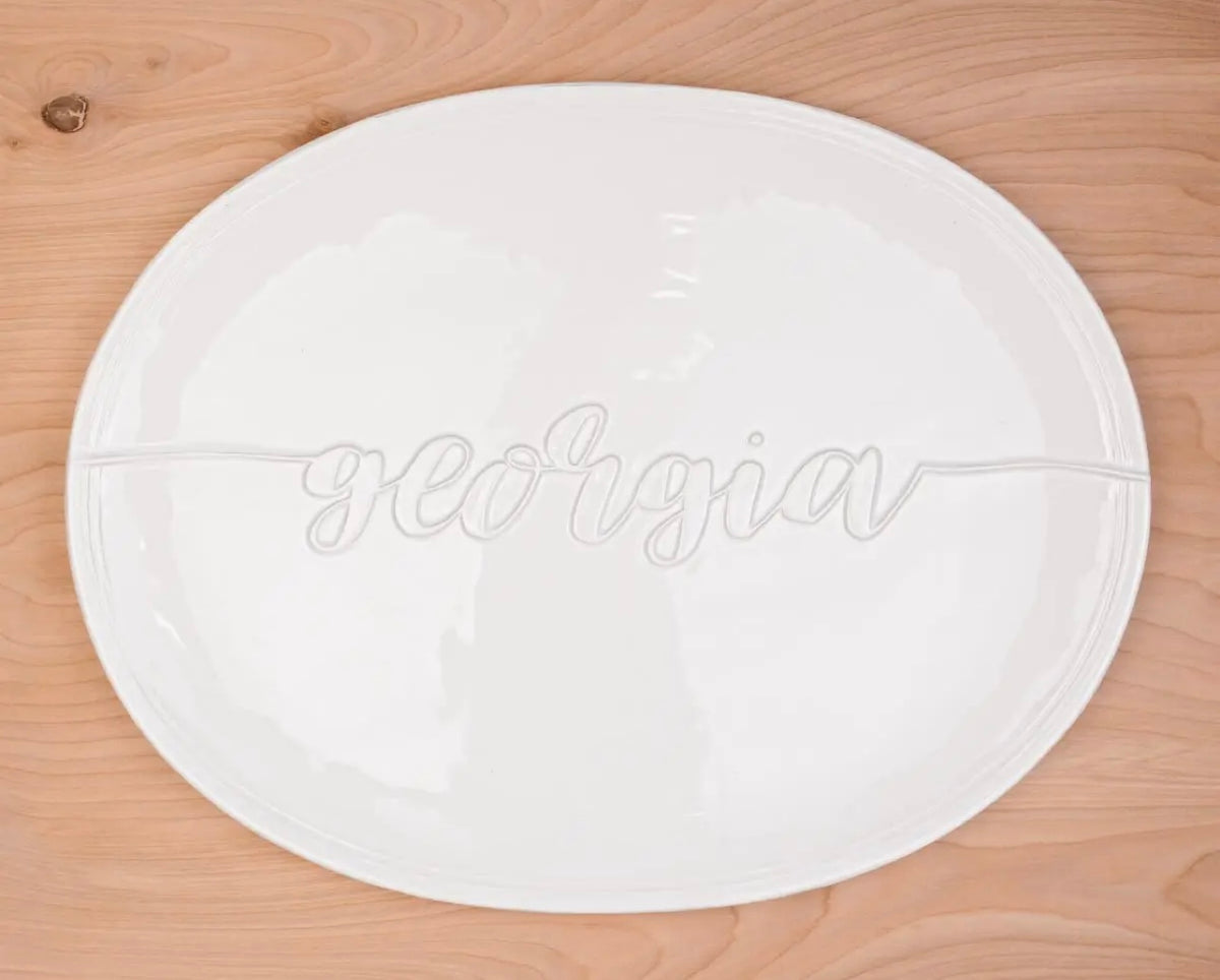 Georgia embossed white platter