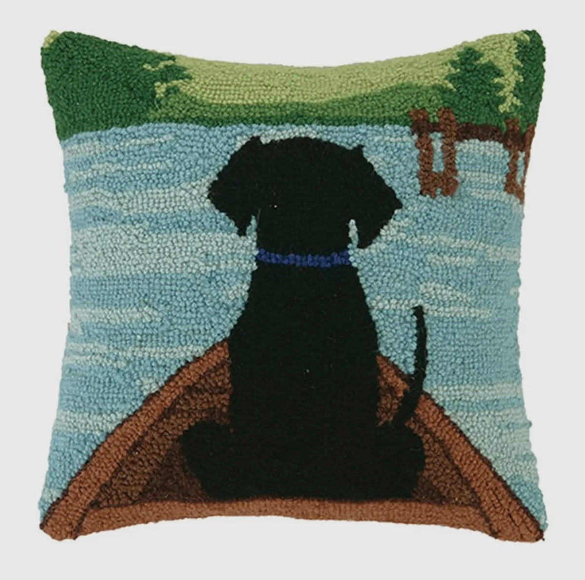 Black Lab in Canoe Hook Pillow