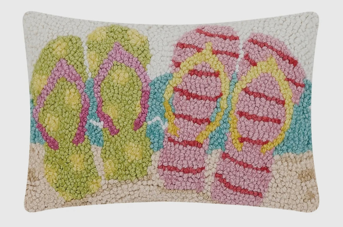 Flip-Flops on Beach Hook Pillow