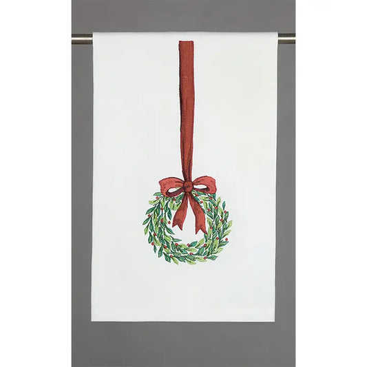 Christmas Wreath Bow Kitchen Towel