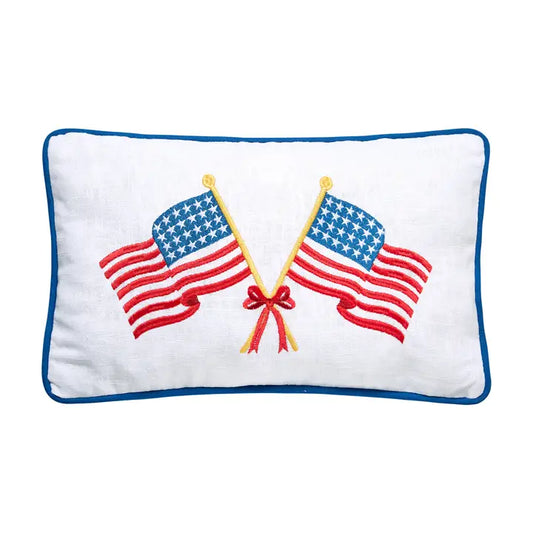 Crossed Flags Embroidered Pillow