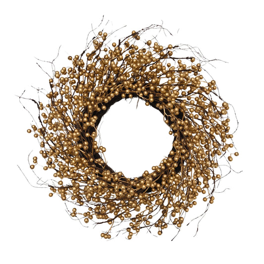 Fig and Dove Gold Berry Wreath – 24"