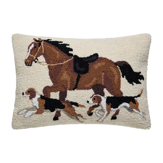 Horse and Hounds Hook Pillow
