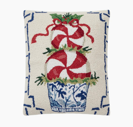 Chinoiserie Peppermint Topiary Hook Pillow