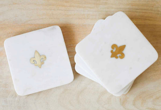 Fleur de lis Marble Coasters