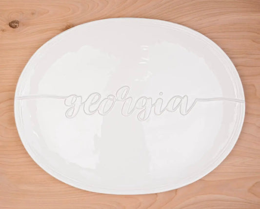 Georgia embossed white platter