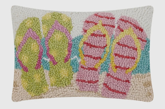 Flip-Flops on Beach Hook Pillow