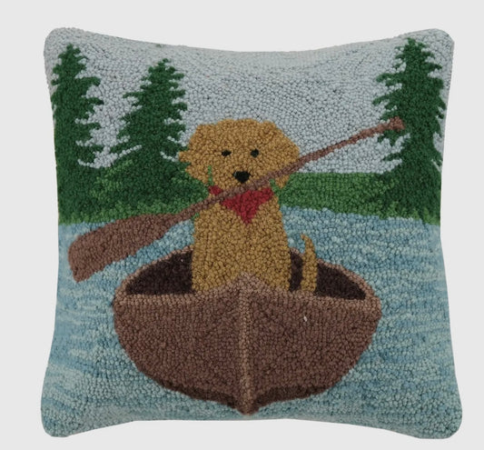Golden Lab Canoeing Hook Pillow