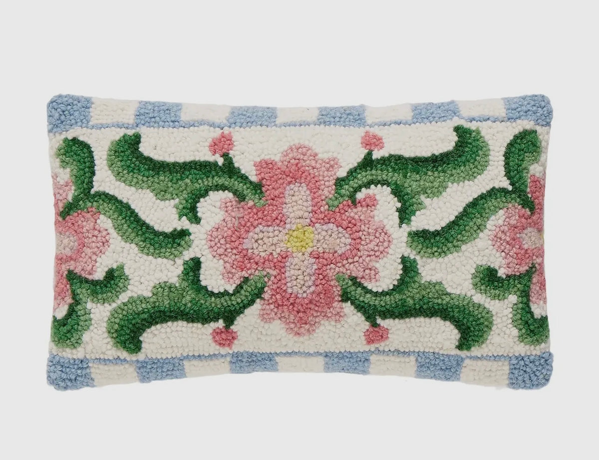 Vintage Floral Tile Lumbar Hook Pillow