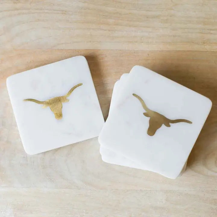 Texas Longhorn Marble Coasters