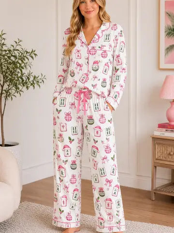 Pink Mahjong Christmas Pajamas